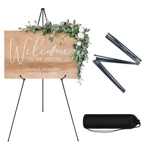 JEAWIWI 1 Pcs Lightweight Easel Stand, 66 Inch, Black, with Carry Bags | Adjuetable Portable Metal Easel for Posters, Foam Boards, Signs, Art Displays, Indoor Events, Trade Shows, for Home & Office - color: Black, size: 1 PCS