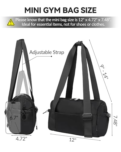 Small Gym Bag for Women Mini Duffle Bag with Wet Compartment, Lightweight Waterproof Cute Tote for Girls Workout Sport Travel, Black - color: BLACK