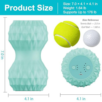 HODEMI Vibrating Peanut Massage Ball with Heat, Deep Tissue Trigger Point Massager for Back, Neck & Spine, Double Lacrosse Design for Myofascial Release & Muscle Relaxation