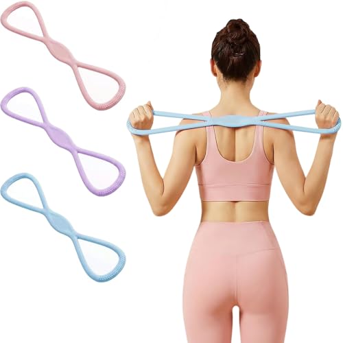Resistance Bands, Figure 8 Resistance Bands for Women Men, 8 Shaped Resistance Rubber Band for Arms, Back, Shoulder Stretch with Handles, Not Break, Portable - color: Blue