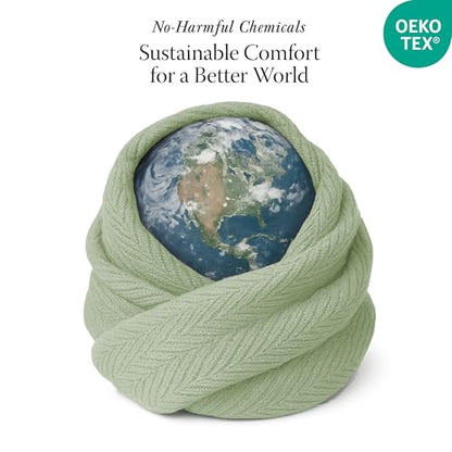 Threadmill Luxury 100% Cotton Twin Herringbone Blanket, Sage Green | All-Season Thermal Throw Blanket, Soft & Breathable, Cozy Moisture-Wicking, OEKO-TEX Certified, Machine Washable, 68x92 in - color: Sage Green, size: Twin (68" x 92")
