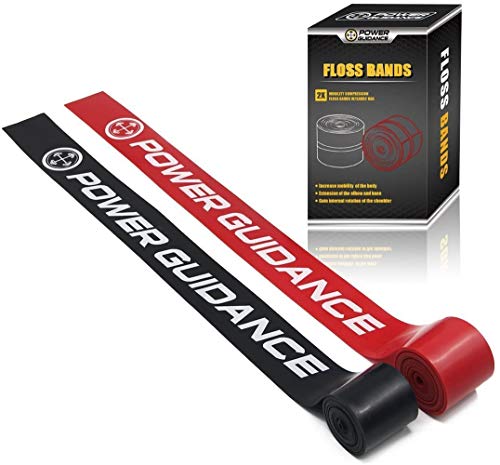 POWER GUIDANCE Muscle Floss Bands - Compression Bands - Mobility & Recovery Bands - for Improving Movement, Increasing Circulation & Reducing Soreness - color: Black and Red Combo (2)