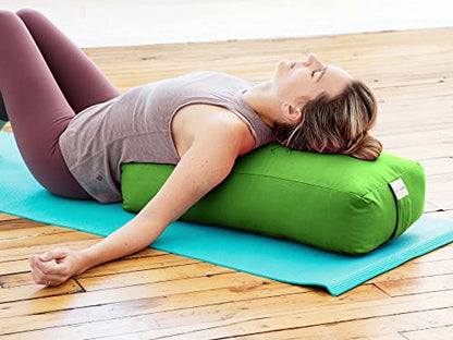 Pranayama Yoga Bolster Meditation Pillow - color: Green, size: Rectangular 28" x 12" x 8"