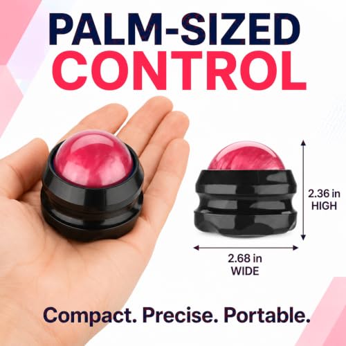 Manual Massage Ball Roller for Neck, Shoulder & Foot Pain - Pink Handheld Self Massage Tool for Essential Oils & Lotion - color: Pink