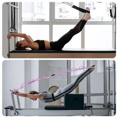 Pilates Straps for Reformer, Fitness D-Ring Double Loop Exercise with 10-Loop Sports Yoga Stretch Band, Double Loop Straps for Yoga, Pilates, Dance, Flexibility & Exercise