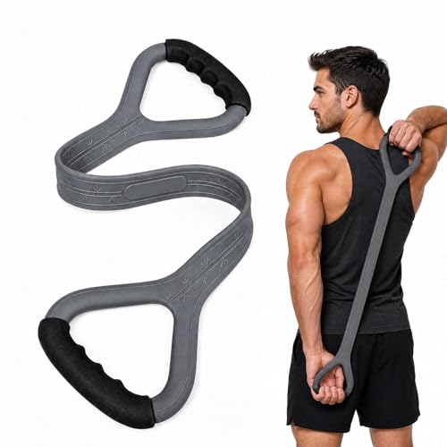 Figure 8 Resistance Band with Handles, Premium Silicone Arm Stretching Cords for Back Shoulder, Anti-Snap Physical Therapy Workout Equipment for Women Home Gym, Multi-Level - color: Gray