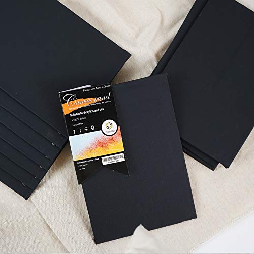 CONDA Black Canvases for Painting 9x12 inch, Pack of 14, 100% Cotton Acid-Free, 8 oz Gesso-Primed, Canvas Panels, Art Boards for Oil & Acrylic Painting - size: 9"x12"