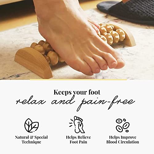 tuuli Wooden Foot Massager, Grooved Muscle Roller, Helps Ease Muscle Tension and Improve Blood Circulation, Natural Wood Therapy Massage Tools for Feet (M) - size: M