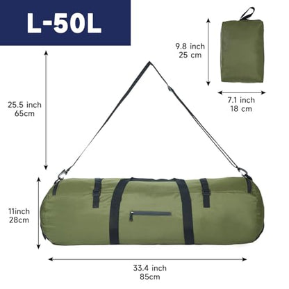 Arxus Duffle Bag 30L/50L/90L Long Travel Bag for Baseball Bat Tent Large - color: Green, size: 50L