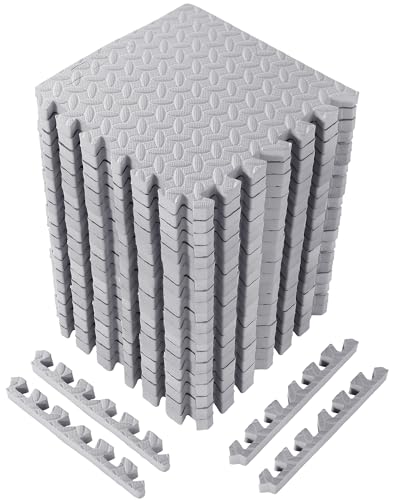 Arrowbash 12x12x1 Inch EVA Thick Interlocking Foam Floor Tiles Puzzle Exercise Mat Foam Mats for Home Gym Pets(Grey,20) - color: Grey, size: 20