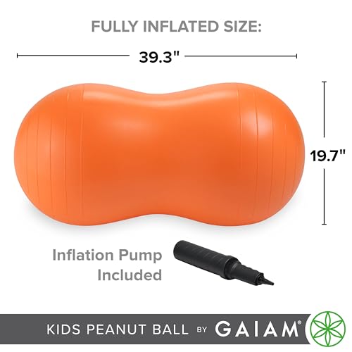 Gaiam Kids Peanut Ball Chair, Flexible Seating for Classroom | Active Bounce Seat | Wiggly Kids | Core Engagement | Ball Chair - color: Orange