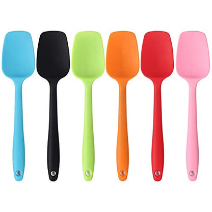MOACC Silicone Spatulas, 8.2 inch Small Rubber Spoon Spatula Heat Resistant Seamless One Piece Design Non-Stick Spoonula Flexible Scrapers Baking Mixing Tool (6 Pcs) - size: Small(8.2" x 1.8" x 6 Pcs)
