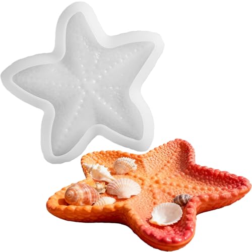 Starfish Resin Mold, Silicone Tray Mold for Epoxy Casting Storage | Durable Tray Molds for DIY Resin Art, Jewelry Trinket Dishes, Soap Dishes, Candles, Bathroom, Home Decor, Concrete, Ornaments - color: Starfish Resin Molds