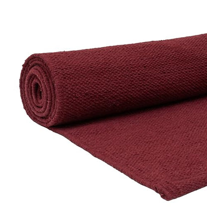 Live Well 360 Handmade Organic Cotton Yoga Mat - Non-Toxic, Chemical-free and All Natural Cloth Yoga Mat - Exercise, Workout, & Fitness Rug - Woven Material - Absorbent & Washable - 78" x 27" - color: Maroon