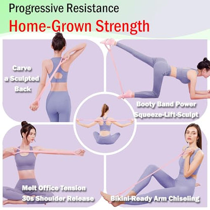 Full Body Resistance Bands Set for Women & Men, Professional Upper & Lower Body Workout Bands for Arms, Legs, Glutes, Yoga, Strength Training, Home Gym Fitness Equipment - color: Purple 2pcs