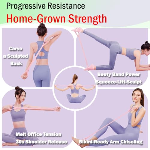 Full Body Resistance Bands Set for Women & Men, Professional Upper & Lower Body Workout Bands for Arms, Legs, Glutes, Yoga, Strength Training, Home Gym Fitness Equipment - color: PinkPurple 4pcs