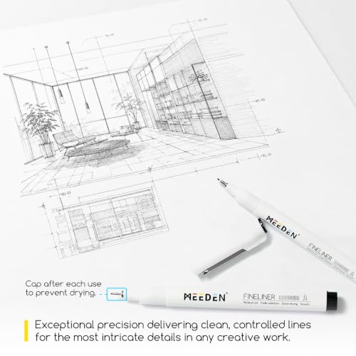 MEEDEN Micro Fineliner Drawing Pens: Fine Liner Pen 6 Pack, 0.2mm Black Waterproof Archival Ink for Technical Drawing, Sketching, Outlining, Illustration, Manga and Journaling - Needle Nip - style: 0.2mm Needle Nib