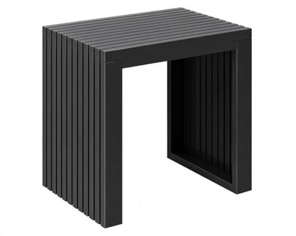 Bamboo Dining Bench, 18'' Slatted Design Entryway Bench, Black - color: Black, size: 18in