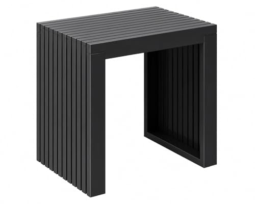 Bamboo Dining Bench, 18'' Slatted Design Entryway Bench, Black - color: Black, size: 18in