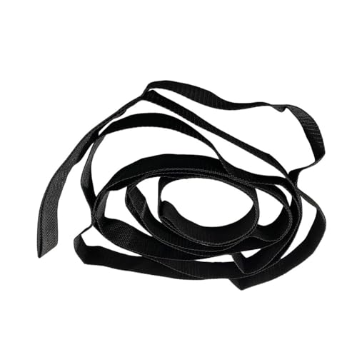 Yoga Stretching Strap, Non-Elastic Multi-Loop Exercise Band for Flexibility - color: black
