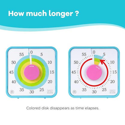 TWENTY5 SEVEN Countdown Timer 7.5 inch; 60 Minute 1 Hour Visual Timer – Classroom Teaching Tool Office Meeting, Mechanical Countdown Clock for Kids Exam Time Management Magnetic, Macaron Sky Blue - color: Macaron Sky Blue