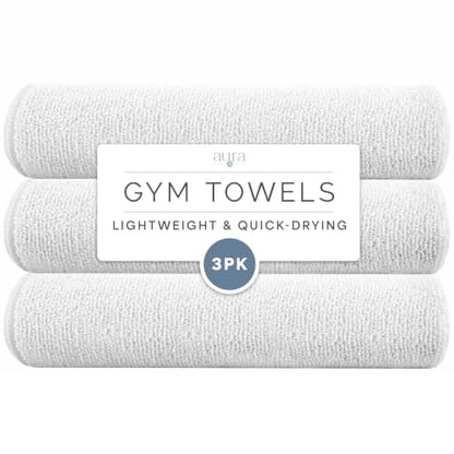 S&T INC. Microfiber Gym Towels, 3 Pack, 16" x 27", White - color: White