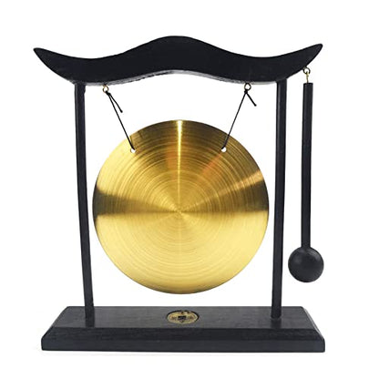 Hooshing Brass Gong Desktop Zen Art Feng Shui Decor, Simple Design - style: Simple Design
