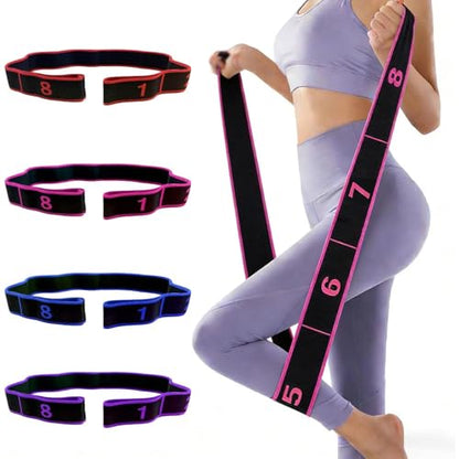 Fitness Resistance Band for Stretching and Yoga, Number Stretch Resistance Band with Clear Markings, 8-Section Elastic Training Bands for Full Body Stretching Shaping