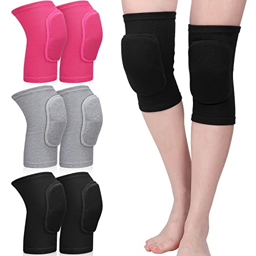 Eurzom 3 Pairs Dance Knee Pads Women Non-Slip - color: black, gray, rose