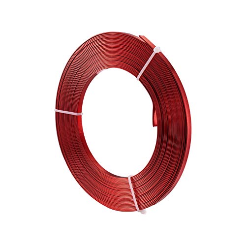 Fashewelry 32.8Ft 5mm Aluminum Flat Wire Solid Bendable Metal Craft Wire Strip for Bezel Sculpting Armature Jewelry Making Gem Metal Wrap, Red - color: Flat-5mm-Red