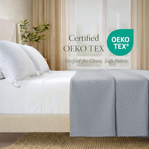 Threadmill Cotton Twin Coverlet Blanket, Jacquard, Scottish Grey, 68x90 in - color: Classic Scottish Grey, size: Twin / Twin-XL