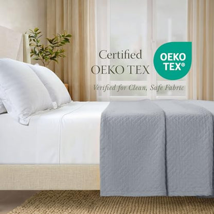 Threadmill Cotton Twin Coverlet Blanket, Jacquard, Scottish Grey, 68x90 in - color: Classic Scottish Grey, size: Twin / Twin-XL