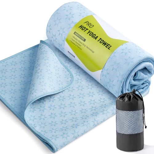 LETSHAKE Hot Yoga Mat Towel, Non-Slip Double-Sided Grip, 72 x 26.5 in | 500 GSM Microfiber Faster Sweat Absorption, Fade-Resistant, Machine Washable, Built to Last, Pilates & Bikram