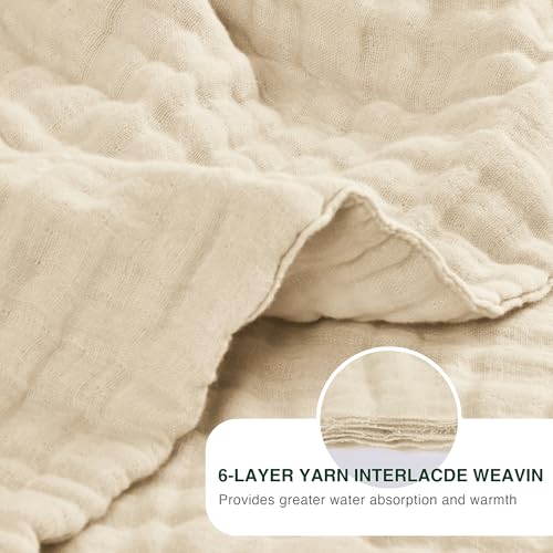 Love's cabin 100% Cotton Muslin Blanket, 6 Layer Lightweight Breathable Gauze Throw Blanket 50 x 60 Inches, Soft All Season Blanket for Couch, Bed, Sofa, Beige - color: Beige, size: Throw(50"x60")
