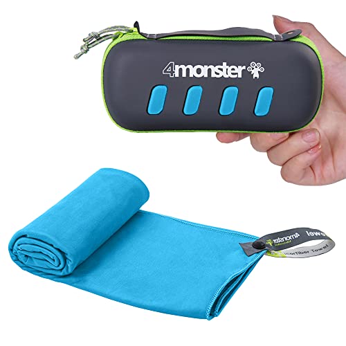 4Monster Camping Towel Super Absorbent-Quick Dry Microfiber Towel Ultra Compact & Soft-Travel Towel Lightweight for Backpacking,Hiking,Gym,Beach,Swimming,Yoga - color: Blue, size: 55.10" x 26.00"