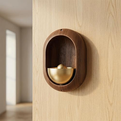 Door Chime - Wooden Bell | Magnetic Trigger with Brass Chime
