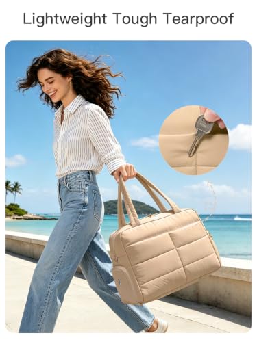 Gitus Travel Duffle Bag for Women Puffer Weekender Bags Carry on Gym Bag - color: Brown