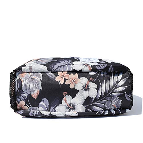 ESVAN Original Floral Tote Bag Large Shoulder Bag with Multi Pockets for Gym Travel Beach Daily Bags - color: C Black Gray Leaf