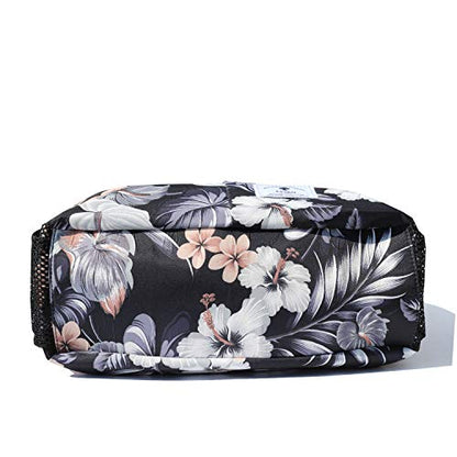 ESVAN Original Floral Tote Bag Large Shoulder Bag with Multi Pockets for Gym Travel Beach Daily Bags - color: C Black Gray Leaf