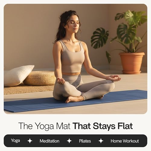Folding Yoga Mat, TPE Folding Yoga Mat, Foldable Exercise Mat for Yoga, Pilates, Floor Workouts, Compact Design, Travel Friendly, Ideal for Home & Gym, Knee pad, Kneeling pad, No Roll Mat - color: Blue