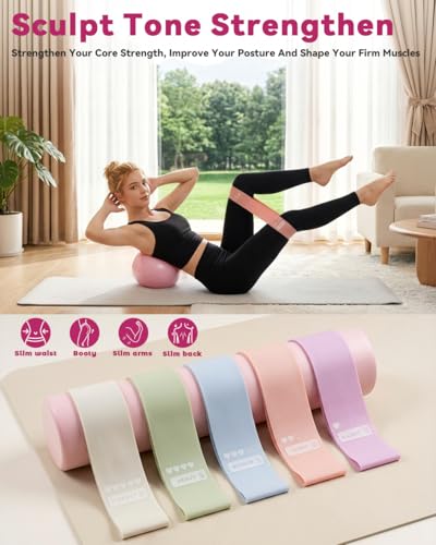 lucdnc Pilates Kit for Home 24 Pcs, 14" Circles & 8" Yoga Ball