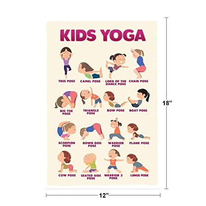 Kids Yoga Poster Kid Chakra With Poses For Children Exercise Posters Activities Cool Wall Art Print 12x18 - color: Kids Yoga Poses | 13725, size: 18"L x 12"W