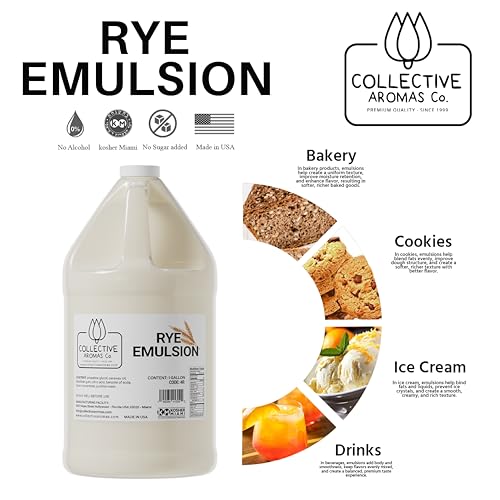 Collective Aromas Co. Rye Emulsion for Baking, Concentrated Rye Flavoring for Bread, Cookies, Cakes & Frosting, Heat-Stable Liquid, 1 Gallon 128 fl oz, Kosher, Made in USA - size: Rye - 1 Gallon (128 fl oz)
