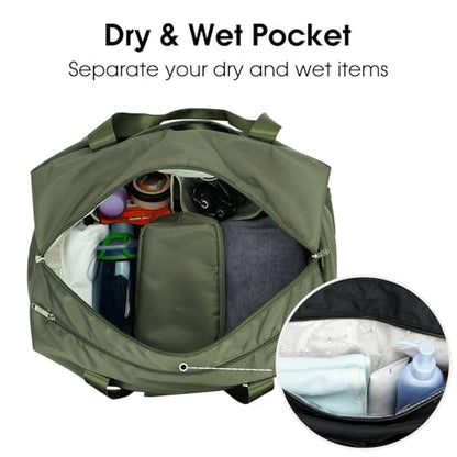 Ceneda 20" Gym Bag for Women with Wet Pocket & Shoe Compartment, Lightweight Duffel Waterproof Carry On Duffle for Travel, Yoga, Overnight (Green) - color: Green