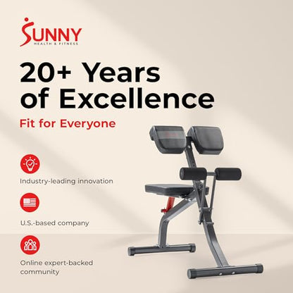 Sunny Health & Fitness Multi-Function Roman Chair - color: Black