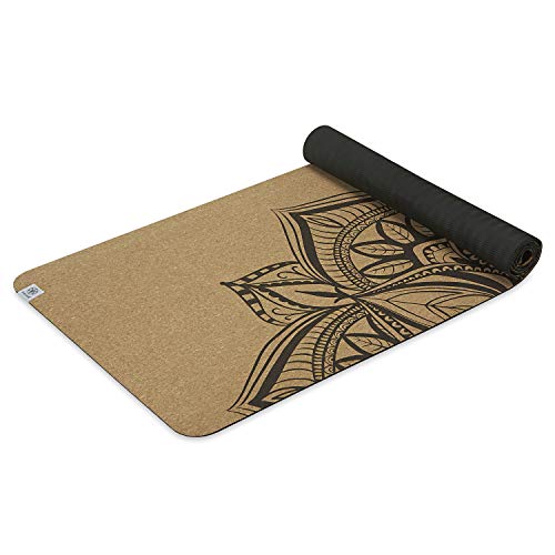 Gaiam Cork Yoga Exercise Mat | Natural Sustainable Cork Resists Sweat and Odors | Non-Slip TPE Backing Prevents Slipping| Great for Hot Yoga, Pilates, Fitness Working Out (68" x 24")