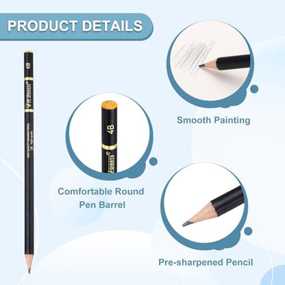PATIKIL 12Pcs Drawing Pencils for Sketching, 4B Refill Sketch Pencils for Drawing, Graphite Art Pencil Set Professional Resistant Lead for Painting Shading Artist Office Supplies - size: 4B