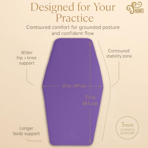 Shanti Diamond Series Yoga Mat - Diamond Shape to expand your Practise, UltraGrip surface, High dencity Cushioning for, Yoga, Pilates, Stretching & Home fitness. - color: Mystic Plum Purple