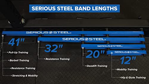 Serious Steel Fitness 81.3cm(32인치) 저항 트레이닝 밴드 (휴대용 운동 밴드 시스템 트레이닝 밴드 - 152cm(5피트 10인치) 미만의 개인에게 적합) - color: #3 블루 (11.3-36.3kg(25-80파운드))