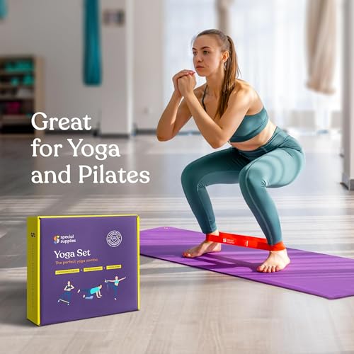 SPECIAL SUPPLIES Balance Board and Yoga Strap Set with Exercise Bands for Stretching, Stability Training, Fitness, Flexibility, Physical Therapy, Home Workout Equipment, Strength Training, and Pilates